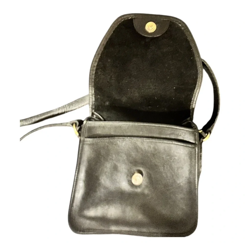 COACH VINTAGE LINDSAY CROSSBODY BAG Black Leather Purse Interior Creed - Picture 3 of 13